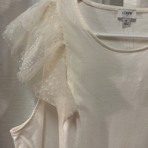 J Crew Flutter sleeve Ivory top Size Large NWT - Picture 2 of 8
